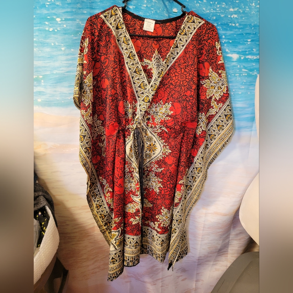 Karina Boho Flowy Dress Cinch‎ Waist OS